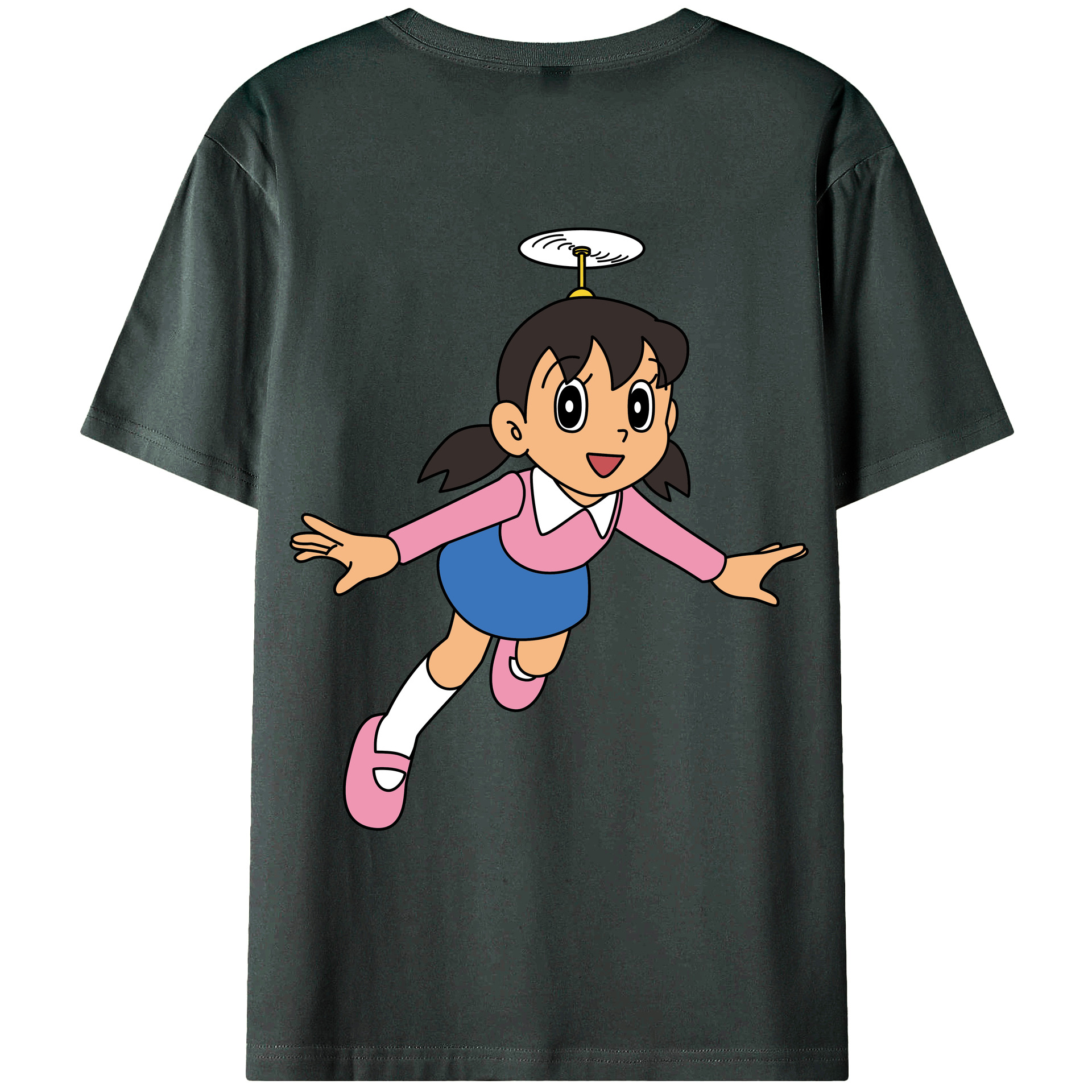（画像用） ドラえもん みなもと しずか Doraemon Shizuka Minamoto 綿100％ メンズ半袖Tシャツ（バックプリント） 通気性